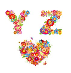 Floral alphabet with letter Y, Z