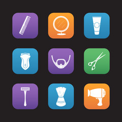 Shaving flat design icons set