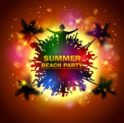 Summer beach party with dance silhouettes