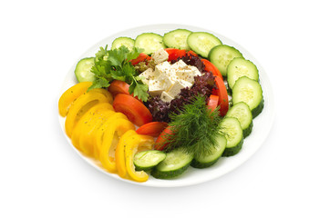 Plate with sliced vegetables Тарелка с нарезанными овощами