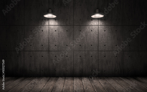 Industrial Grunge Background With Lighting Ceiling Lights