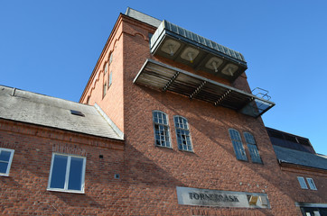 Old brick station building in Torneträsk, Swedish subarctic Lapland