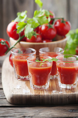 Bloody mary cocktail on the wooden table