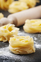 Sardinian traditional pasta malloreddus with sausage