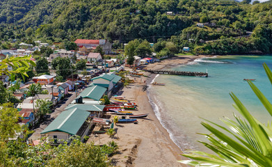 Fototapeta na wymiar Anse la Reye bay in St Lucia.
