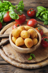 Traditional italian fried balls of mozzarella