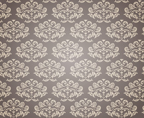 Beautiful baroque vintage floral seamless pattern - brown and nude classic background