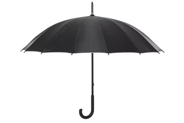 Fotobehang Open black umbrella isolated on white, clipping path included © andersphoto