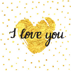 I love you. Hand drawn illustration with inspirational quote for posters, cards, flyers, T-shirt print and web-use.