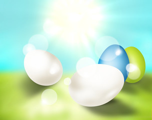 festive easter eggs bright light