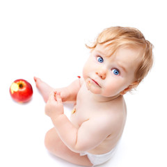 Cute infant boy with apple