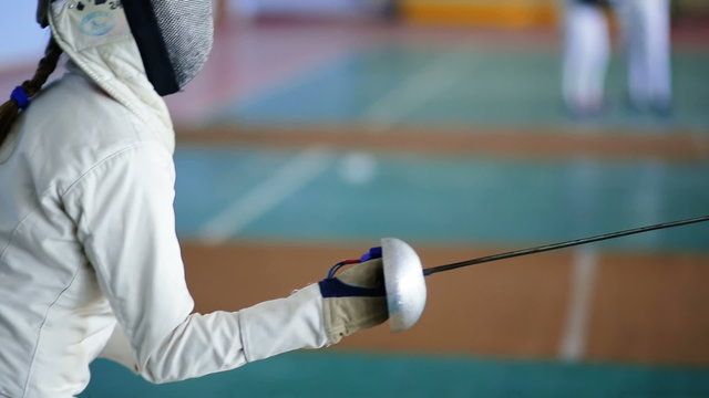 fencers woman on a training