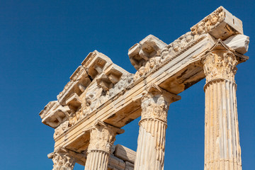 Ancient Roman Temple of Apollo in Side on the Mediterranean coast of Turkey.