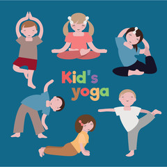 Kid's yoga. Vector image of sport education