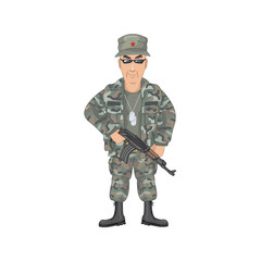 Military man with weapon
