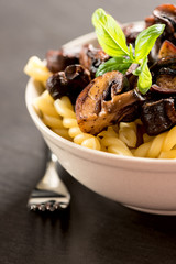 Fusilli with mushrooms