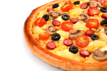 Delicious pizza, isolated on white