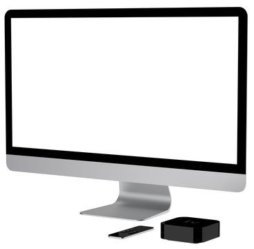 Monitor and tv player box device with remote wireless pilot.
