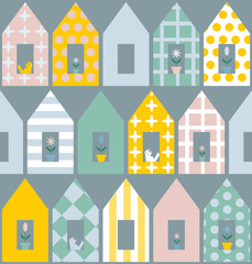 Seamless vector pattern with colorful houses - 103137144