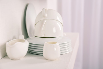 Tableware on a white background, close up