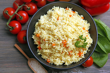 Dish of vegetarian rice closeup