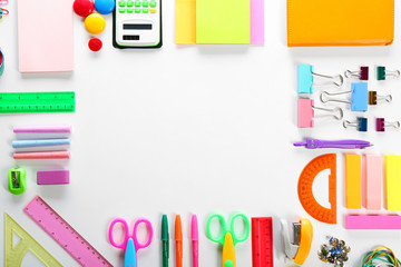 Back to school concept. Frame of colourful concept isolated on white background