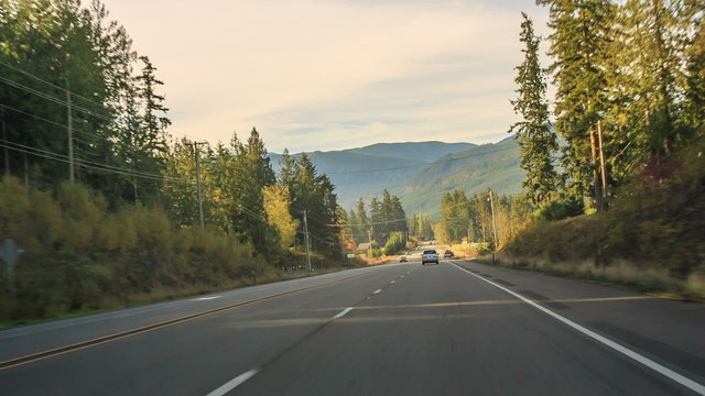 Road trip, by car on the roads of Oregon,WA, USA