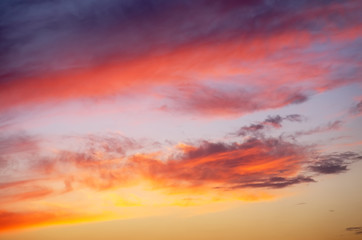 Fototapeta premium Fiery orange sunset sky. Beautiful sky.