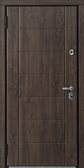 Fototapeta premium The iron door with a wooden pattern.