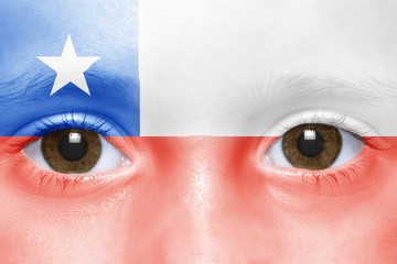 human's face with chilean flag