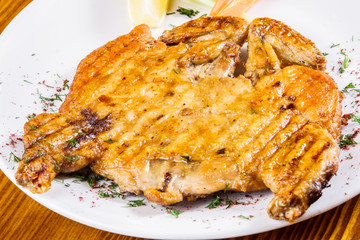 Grilled chicken. Georgian cuisine.