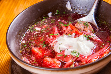 Borscht. Ukrainian beetroot soup