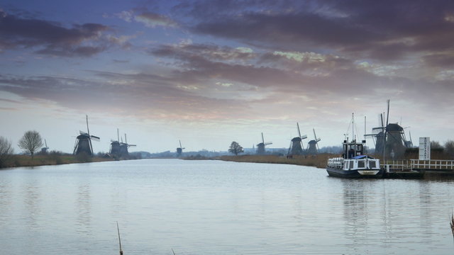 Dutch windmills at Kinderdijk 4K
