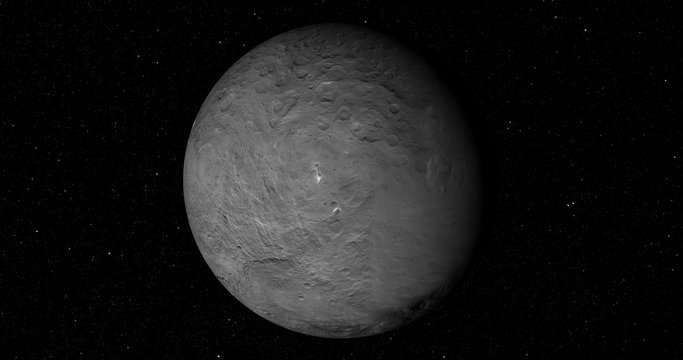 A smooth, gentle entry into orbit around Ceres. Reverse this clip for a departure shot. Data: JPL/USGS Astrogeology.