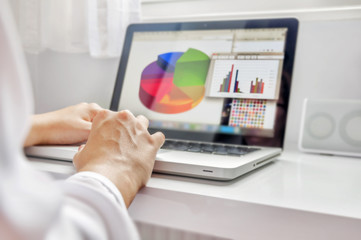 Businesswoman working in his laptop in office