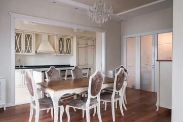 Kitchen and dining room modern apartment