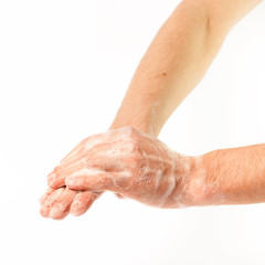 Fototapeta premium Hands in the foam