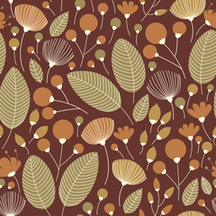 Floral seamless pattern with the leaves.