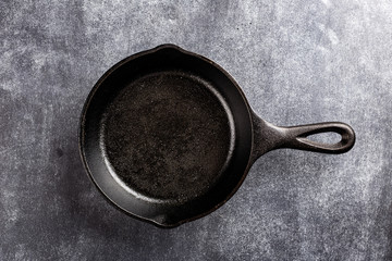 cast iron pan on dark background