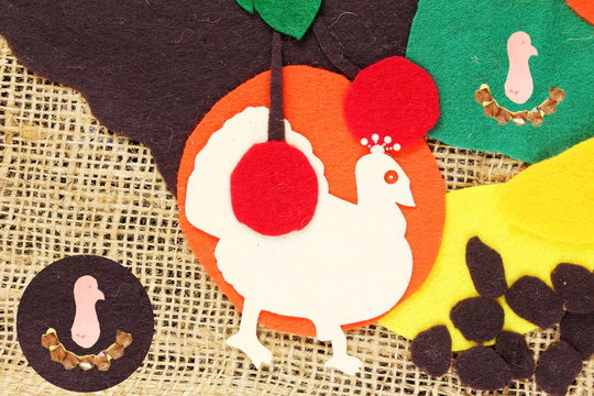 colorful craft art cartoon of turkey bird for Happy Thanksgiving