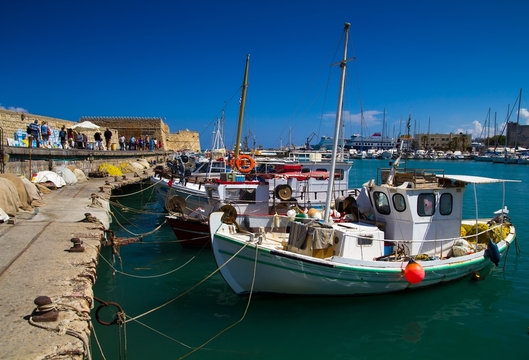 Fishing boats in the old port of Heraklion. Crete