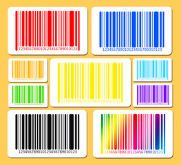 Bright bar codes on yellow background. Vector image
