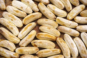 Fresh peeled apple bananas at the market in Luang Prabang, Laos