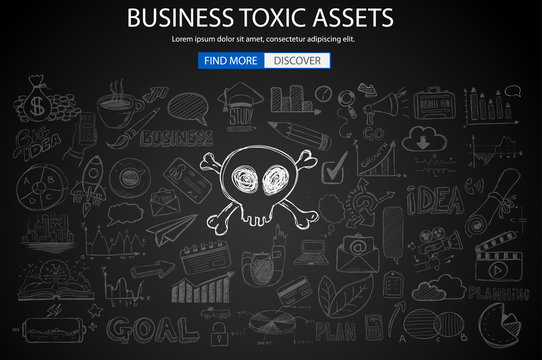 Business Toxic Assets concept with Doodle design style