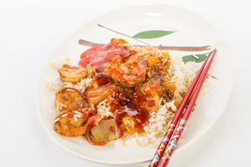 Sweet and Sour Shrimp on Rice