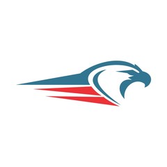 Eagle head blue and red