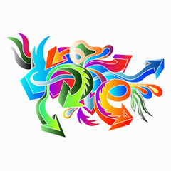Obraz premium graffiti colored arrows on a white background vector illustration