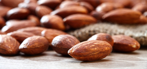 Seeds, almonds, sack.