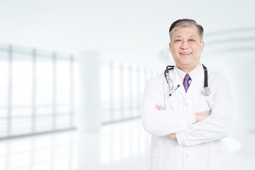 pose and gesture of old Asian man doctor