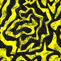 Fotobehang Geel Graffiti op een zwarte achtergrond abstracte kleur naadloze patroon grunge texture